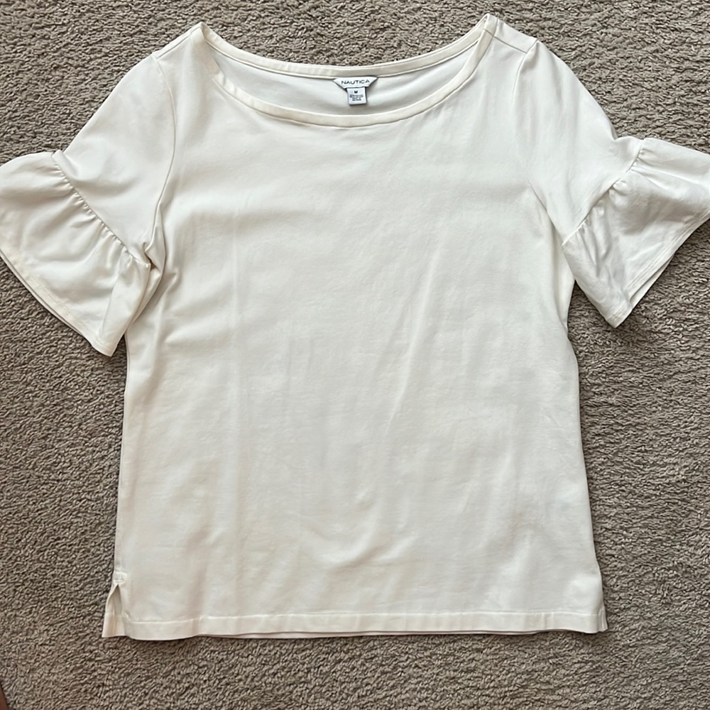 Cream Flutter Sleeve Nautica Blouse